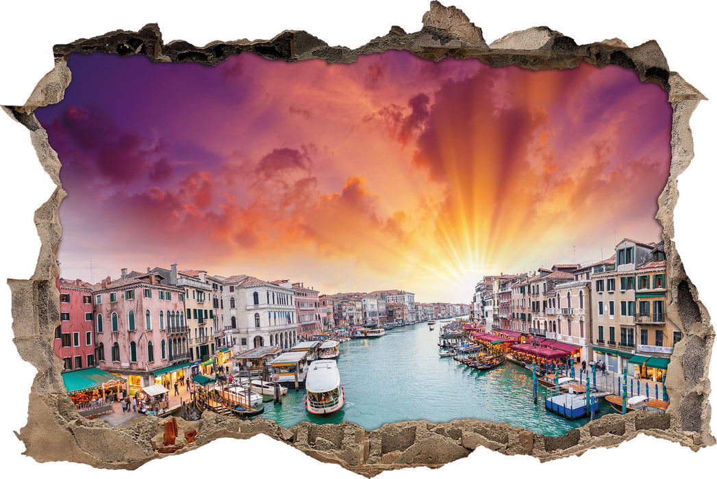 Pixxprint Venedig Fluss Häuser, 3D Wandtattoo