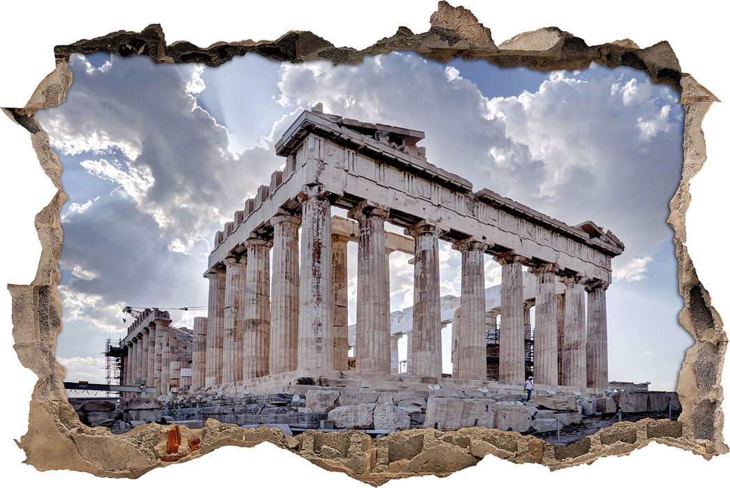 Antike Säulen Griechenland  3D Wandtattoo Wanddurchbruch