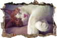 Katze mit Pfötchen  3D Wandtattoo Wanddurchbruch