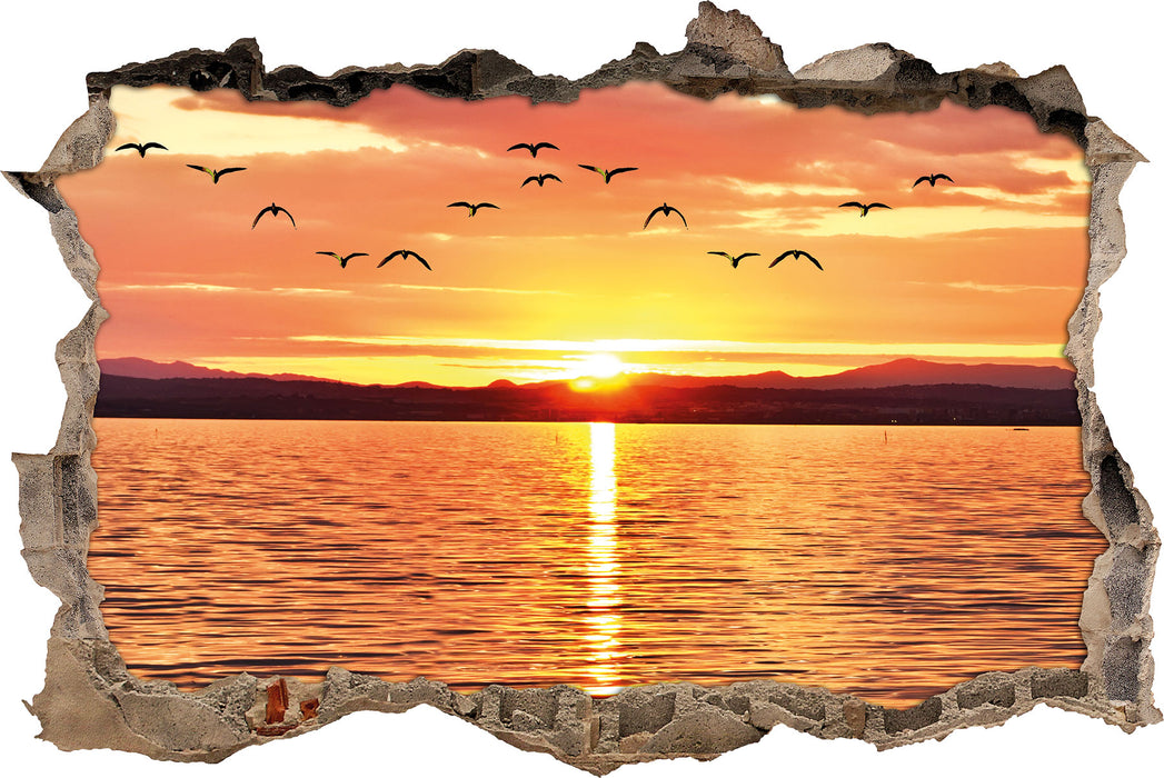 Pixxprint See Abenddämmerung, 3D Wandtattoo