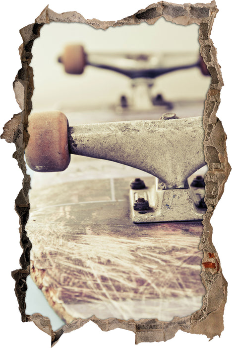 Pixxprint Skateboard schwarz weiß, 3D Wandtattoo