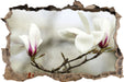 Weiße Baumblüten  3D Wandtattoo Wanddurchbruch