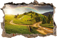 Landschaft mit Regenbogen  3D Wandtattoo Wanddurchbruch