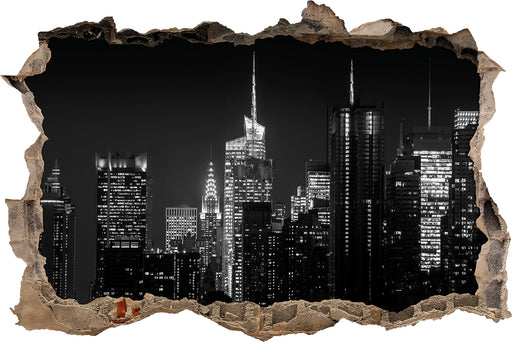 New York von oben schwarz weiß  3D Wandtattoo Wanddurchbruch
