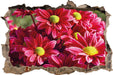 Rote Blüten  3D Wandtattoo Wanddurchbruch
