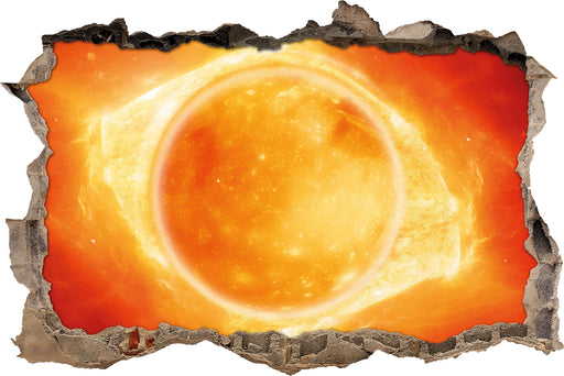 Sonne Feuerball  3D Wandtattoo Wanddurchbruch