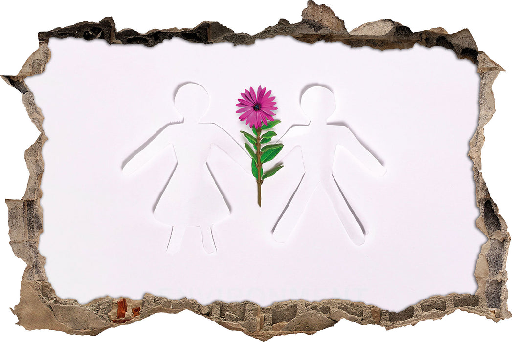 Pixxprint Pärchen mit Blume, 3D Wandtattoo