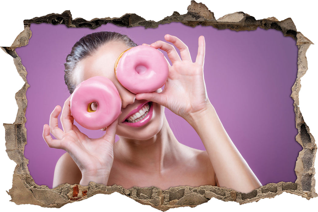 Pixxprint Lustige Donuts, 3D Wandtattoo