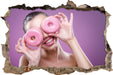Lustige Donuts  3D Wandtattoo Wanddurchbruch