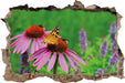 Schmetterling auf Blüte  3D Wandtattoo Wanddurchbruch