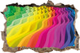 buntes Wellenmuster 3D Wandtattoo Wanddurchbruch