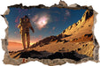 Astronaut klettert auf den Mond  3D Wandtattoo Wanddurchbruch