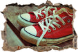 Coole Rote Schuhe  3D Wandtattoo Wanddurchbruch