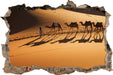 Kamelkarawane in der Wüste  3D Wandtattoo Wanddurchbruch