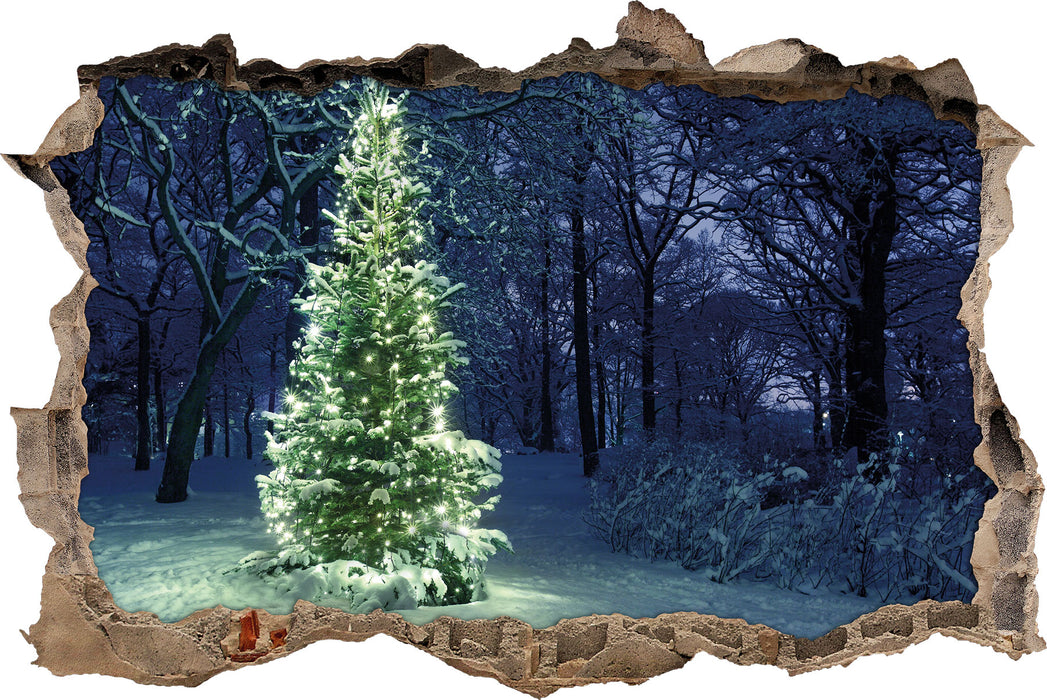 Pixxprint Leuchtender Weihnachtsbaum, 3D Wandtattoo
