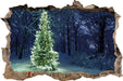 Leuchtender Weihnachtsbaum  3D Wandtattoo Wanddurchbruch