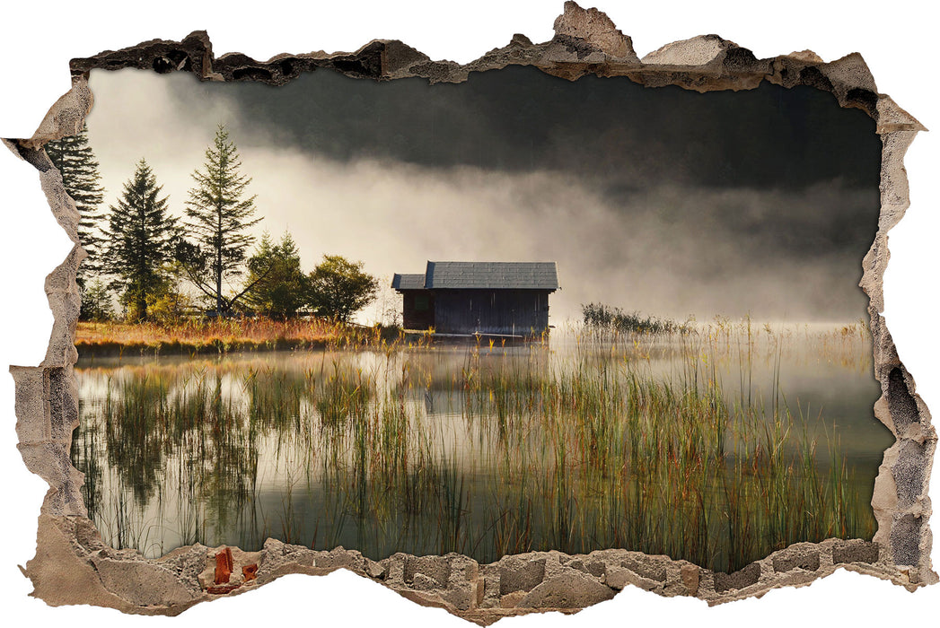 Pixxprint Idyllische Waldhäuschen, 3D Wandtattoo