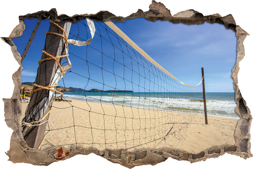 Volleyballnetz am Strand  3D Wandtattoo Wanddurchbruch