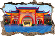 chinesischer Tempel  3D Wandtattoo Wanddurchbruch