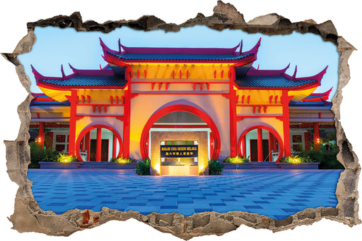 chinesischer Tempel  3D Wandtattoo Wanddurchbruch