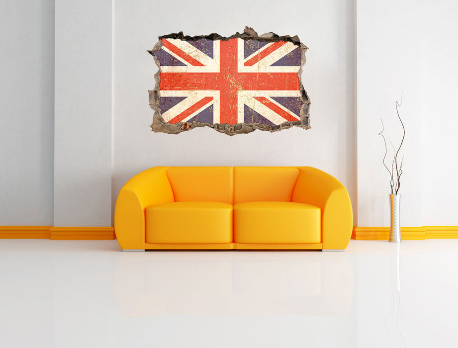 Union Jack 3D Wandtattoo Wanddurchbruch Wand