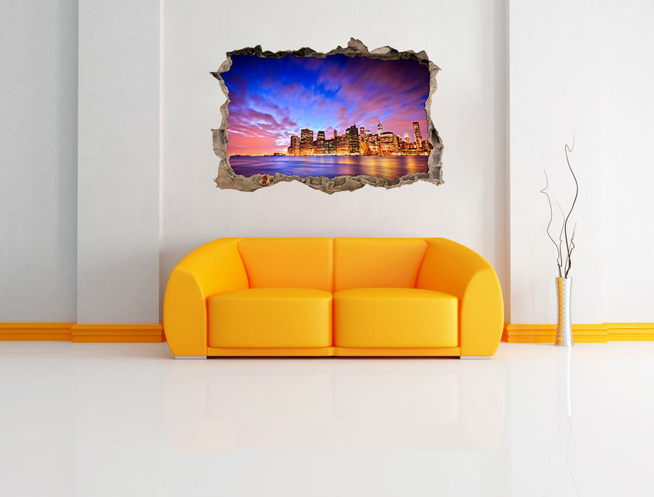 Skyline New York 3D Wandtattoo Wanddurchbruch Wand