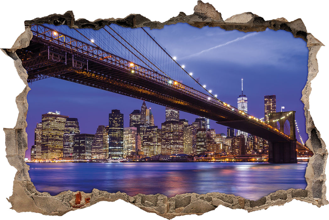 New York Brooklyn Bridge  3D Wandtattoo Wanddurchbruch