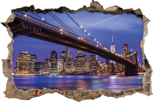New York Brooklyn Bridge  3D Wandtattoo Wanddurchbruch