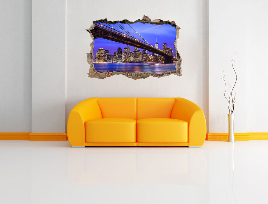 New York Brooklyn Bridge 3D Wandtattoo Wanddurchbruch Wand