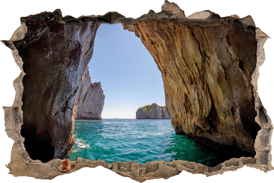 Pixxprint Felstor im Meer, 3D Wandtattoo