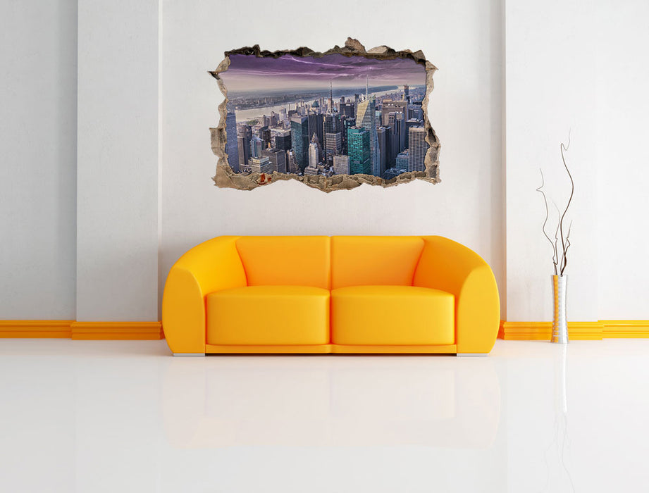 Skyline New York 3D Wandtattoo Wanddurchbruch Wand