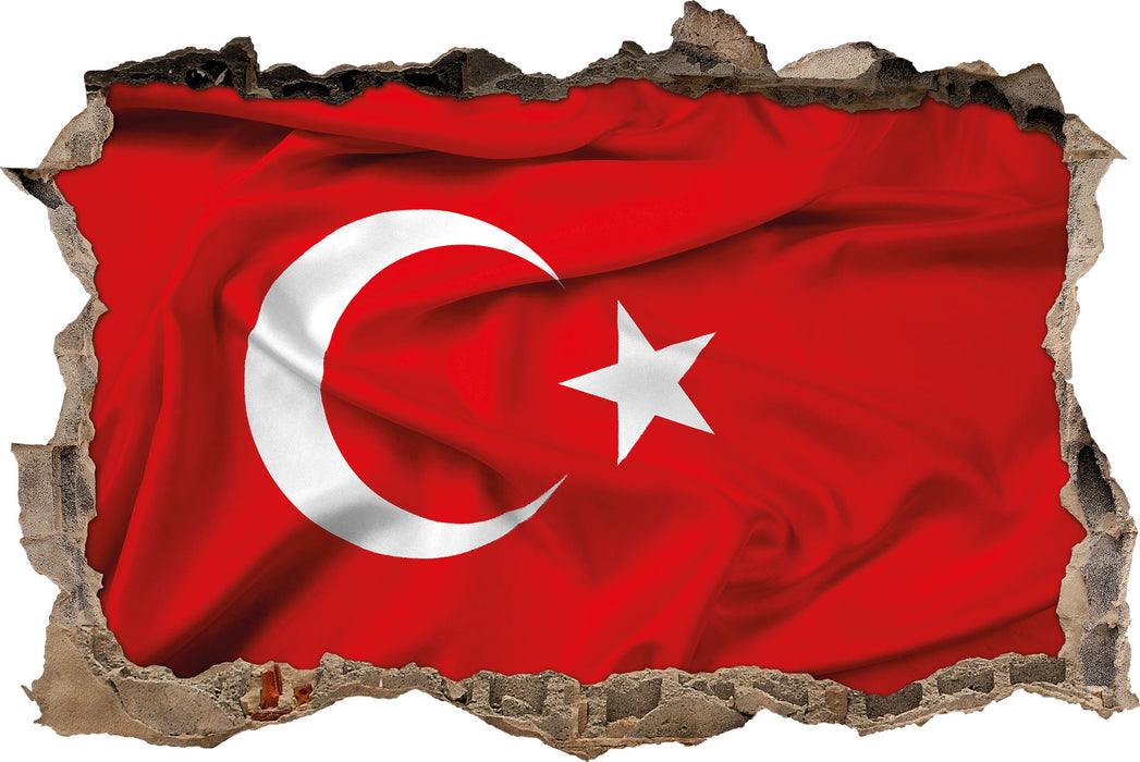 Pixxprint Turkey flag Türkei Flagge, 3D Wandtattoo