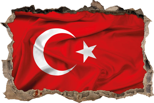 Turkey flag Türkei Flagge  3D Wandtattoo Wanddurchbruch