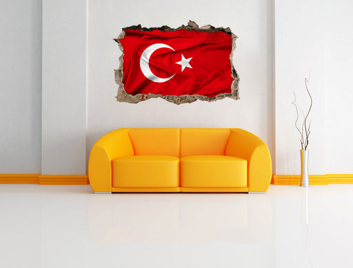 Turkey flag Türkei Flagge 3D Wandtattoo Wanddurchbruch Wand