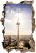 Großstadt Fernsehturm Berlin City 3D Wandtattoo Wanddurchbruch