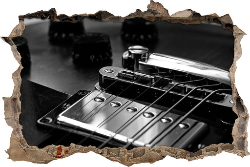 Black and White Guitar Gitarre  3D Wandtattoo Wanddurchbruch