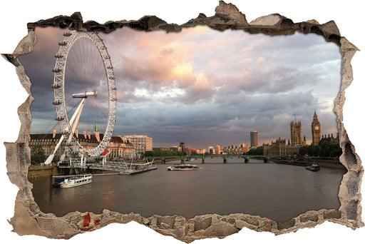 Riesenrad London Eye  3D Wandtattoo Wanddurchbruch