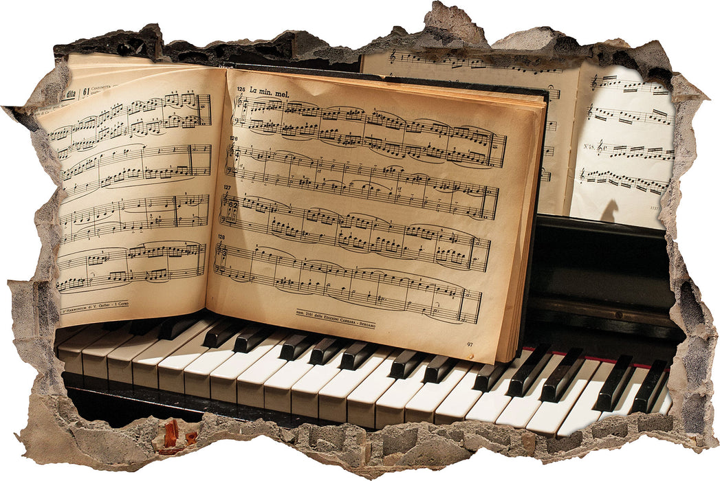 Pixxprint Klavier Noten Piano, 3D Wandtattoo