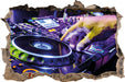 DJ Plattenteller Cool Music  3D Wandtattoo Wanddurchbruch