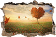 Herzbaum im Herbst  3D Wandtattoo Wanddurchbruch