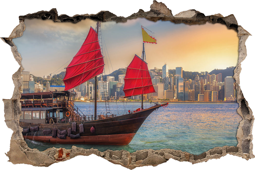 Pixxprint Segelschiff mit Segeln, 3D Wandtattoo