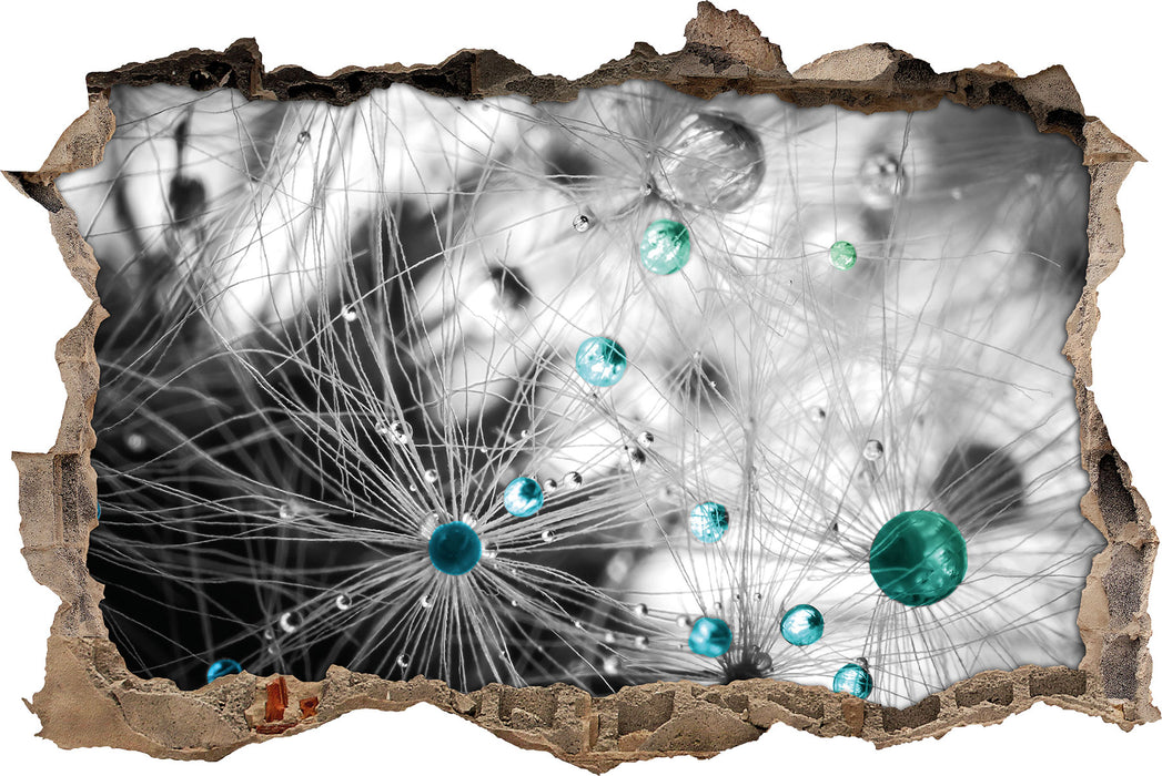 Pixxprint Wassertropfen auf Pusteblume, 3D Wandtattoo