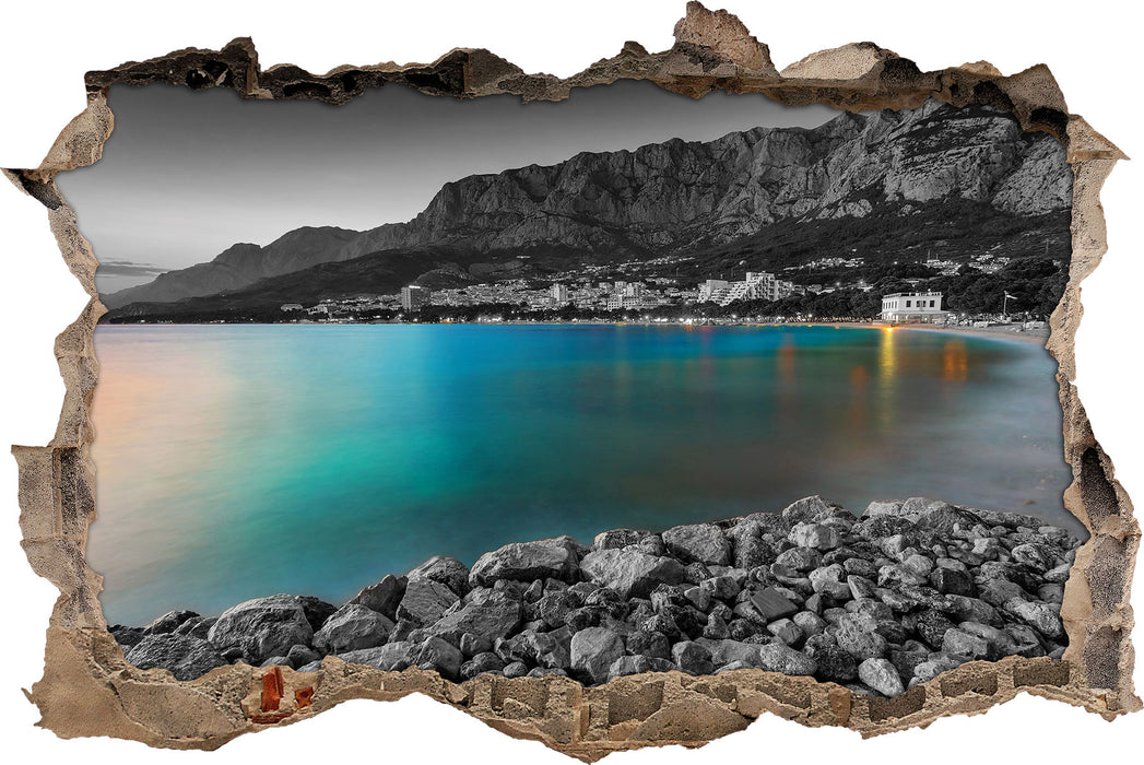 Pixxprint Strand in Makarska Kroatien, 3D Wandtattoo