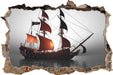 Gewaltiges Segelschiff 3D Wandtattoo Wanddurchbruch