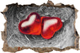 zwei Herzen in kleinem Nest 3D Wandtattoo Wanddurchbruch