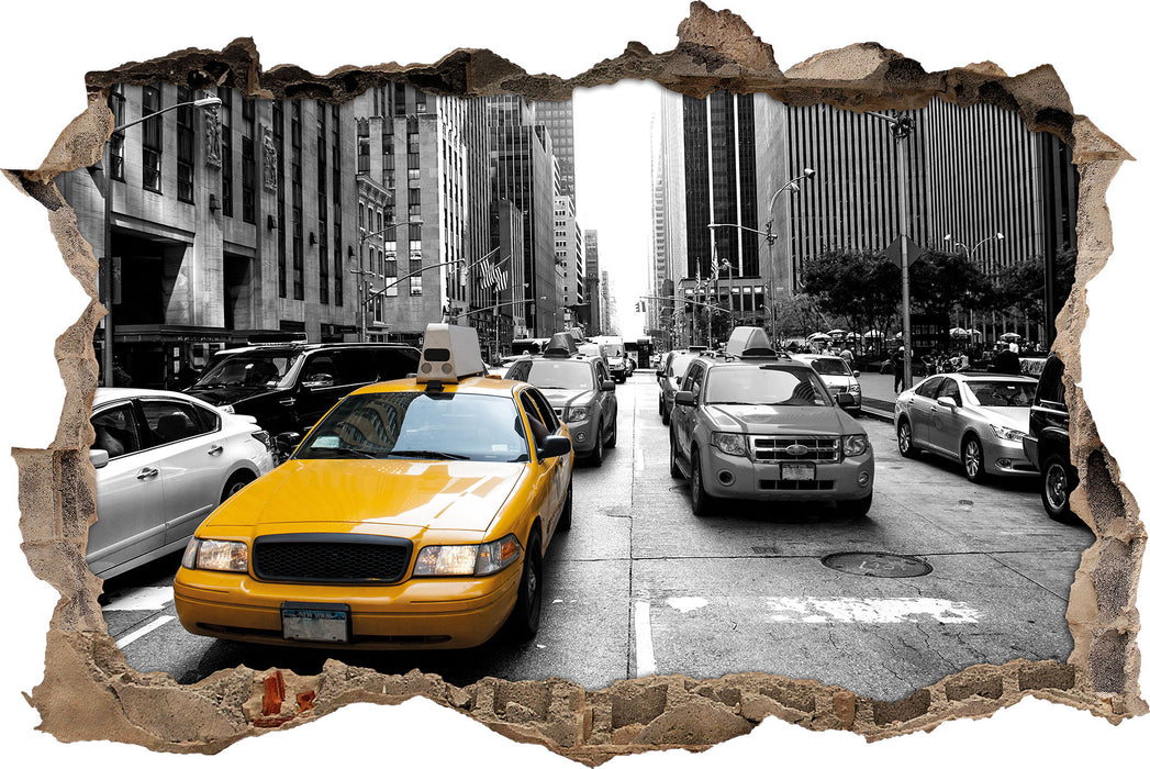 Pixxprint Gelbes Taxi in New York, 3D Wandtattoo