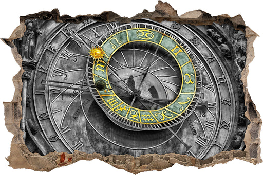atronomische Uhr in Prag 3D Wandtattoo Wanddurchbruch