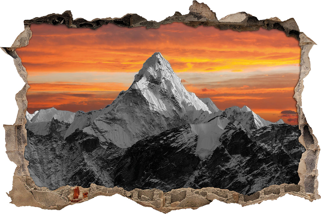 Pixxprint Hoher schneebedeckter Berg, 3D Wandtattoo