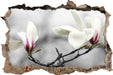 Magnolienblüten 3D Wandtattoo Wanddurchbruch