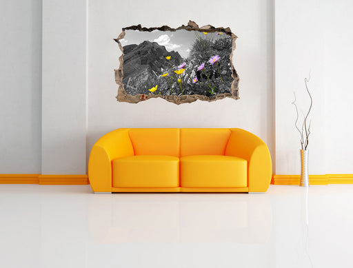 Blumenwiese im Frühling 3D Wandtattoo Wanddurchbruch Wand